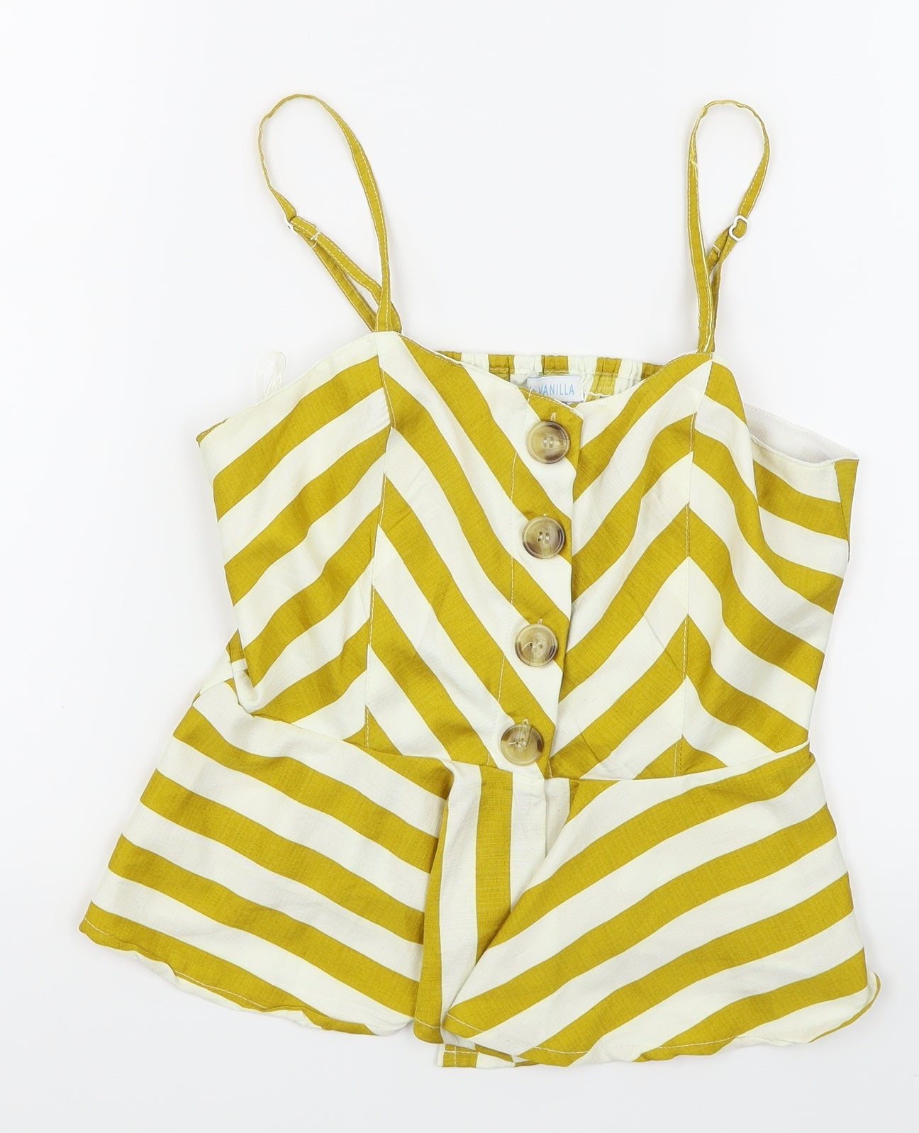 Blue Vanilla Womens Yellow Striped  Camisole Blouse Size 10