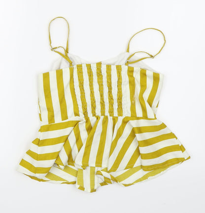 Blue Vanilla Womens Yellow Striped  Camisole Blouse Size 10