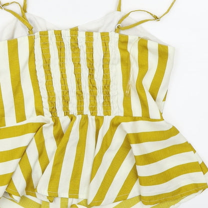 Blue Vanilla Womens Yellow Striped  Camisole Blouse Size 10