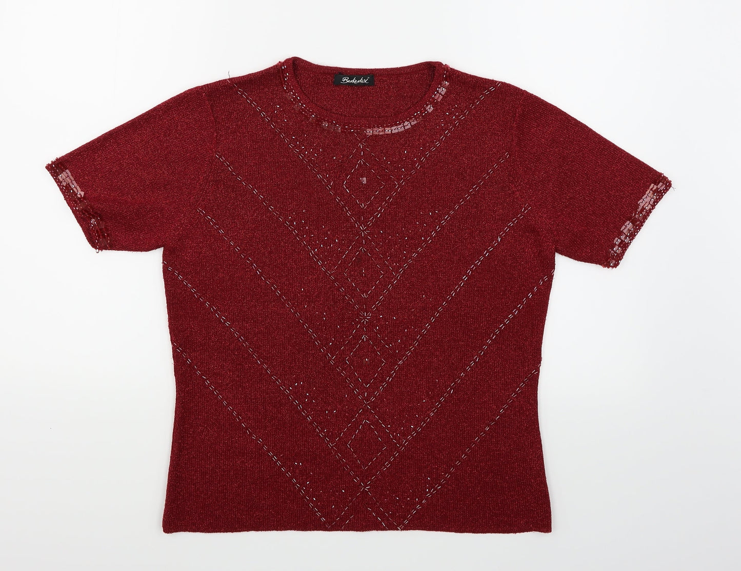 Berkerlex Womens Red   Basic T-Shirt Size 14
