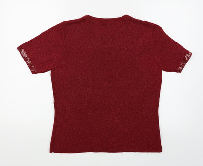 Berkerlex Womens Red   Basic T-Shirt Size 14