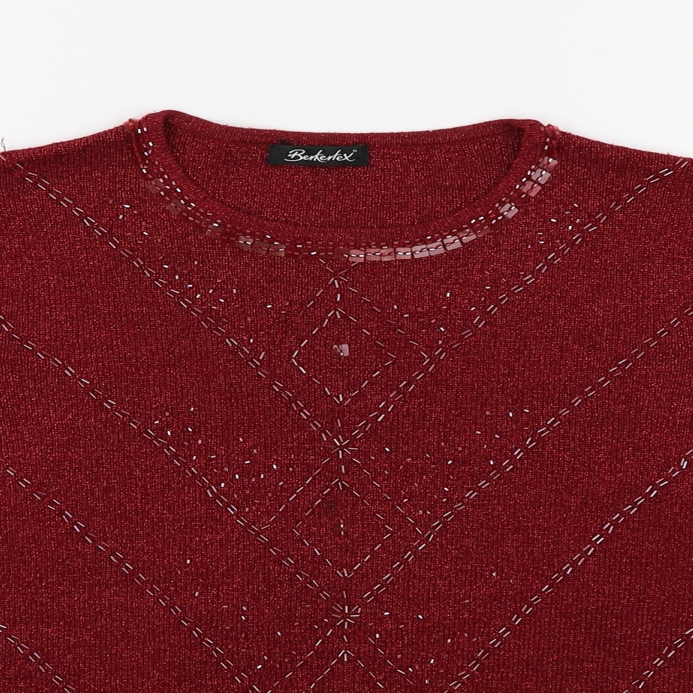 Berkerlex Womens Red   Basic T-Shirt Size 14