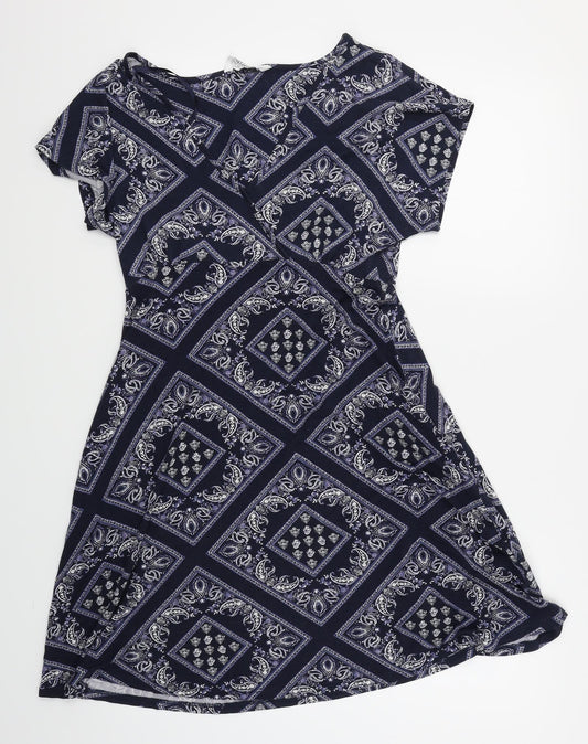 Collection Womens Blue Argyle/Diamond  Skater Dress  Size 10