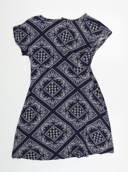 Collection Womens Blue Argyle/Diamond  Skater Dress  Size 10