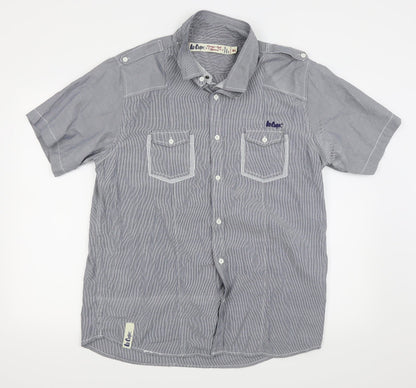 Mens UK Size XL le cooper Grey  Button-Up Short Sleeve Casual Shirt