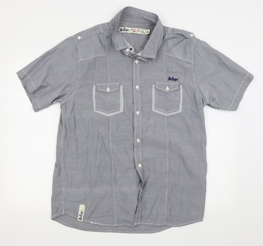 Mens UK Size XL le cooper Grey  Button-Up Short Sleeve Casual Shirt