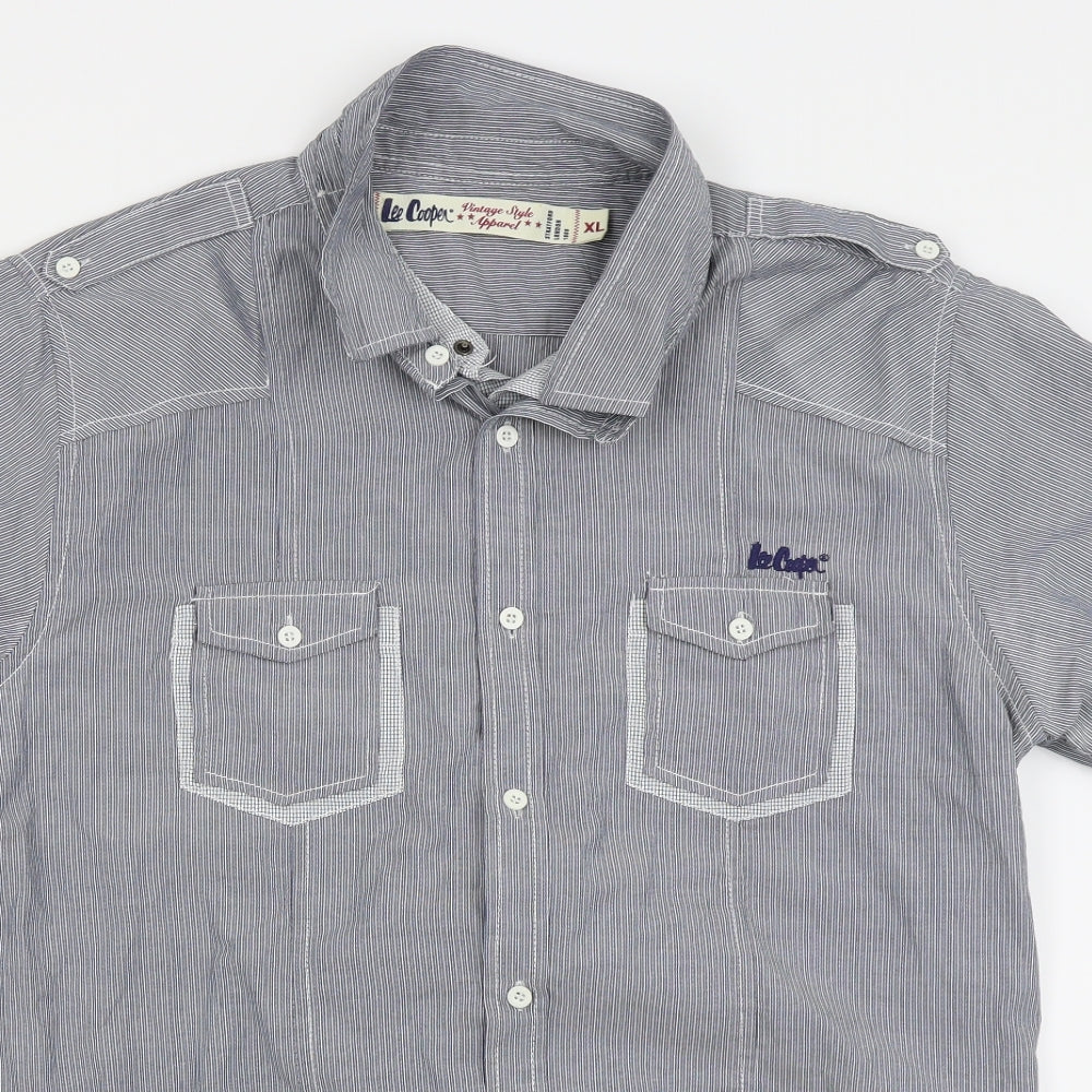 Mens UK Size XL le cooper Grey  Button-Up Short Sleeve Casual Shirt