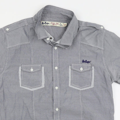 Mens UK Size XL le cooper Grey  Button-Up Short Sleeve Casual Shirt