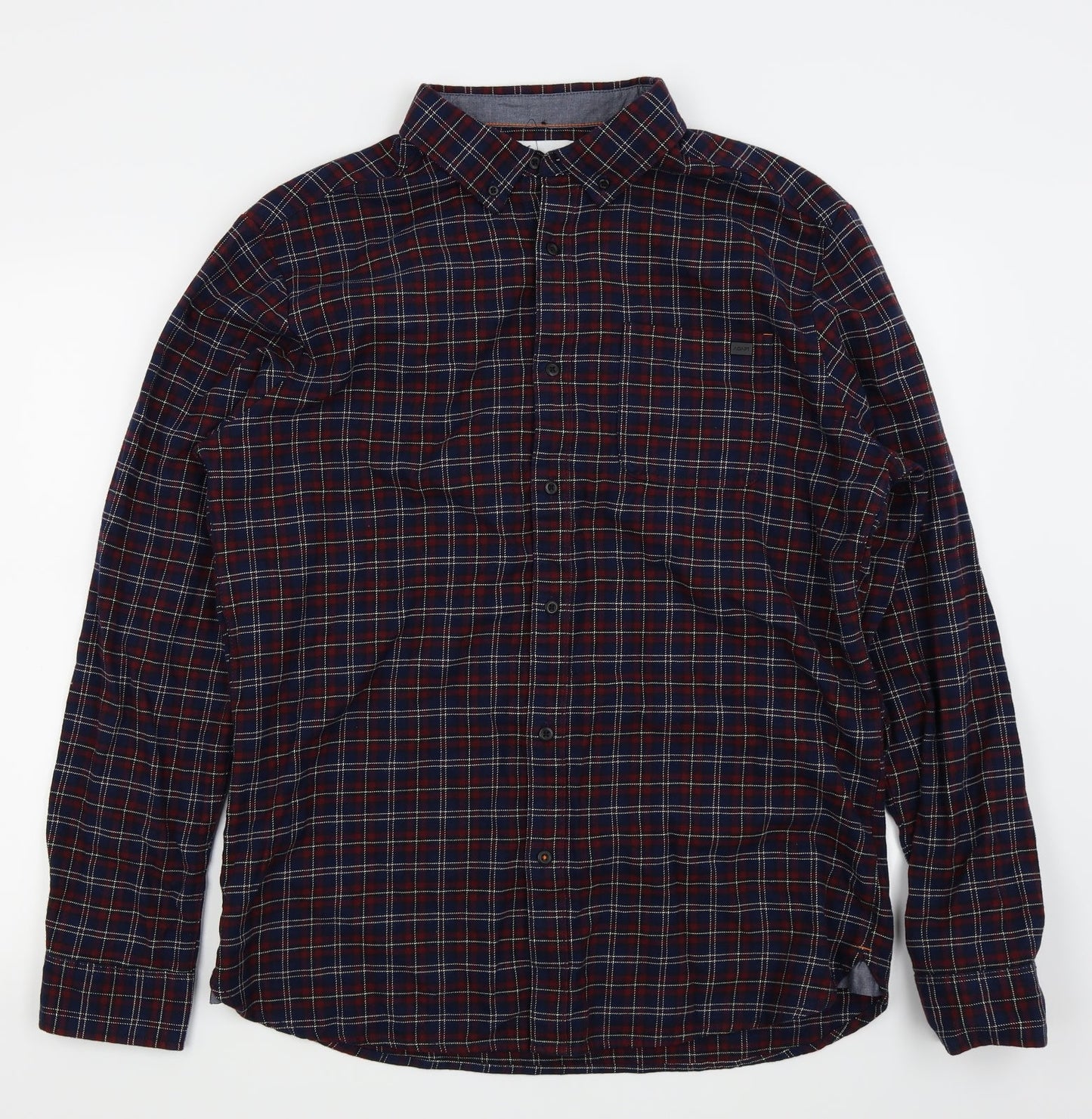 adapt Mens Blue Check   Button-Up Size L