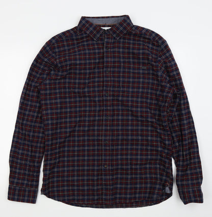 adapt Mens Blue Check   Button-Up Size L