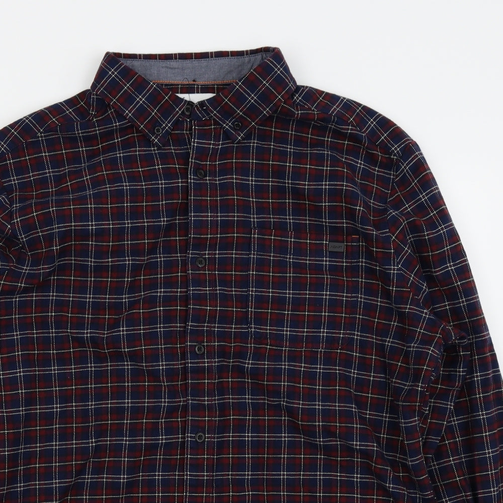 adapt Mens Blue Check   Button-Up Size L