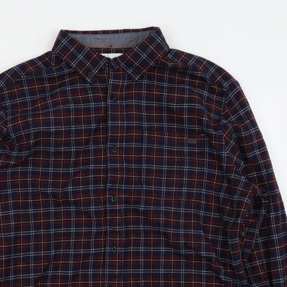 adapt Mens Blue Check   Button-Up Size L