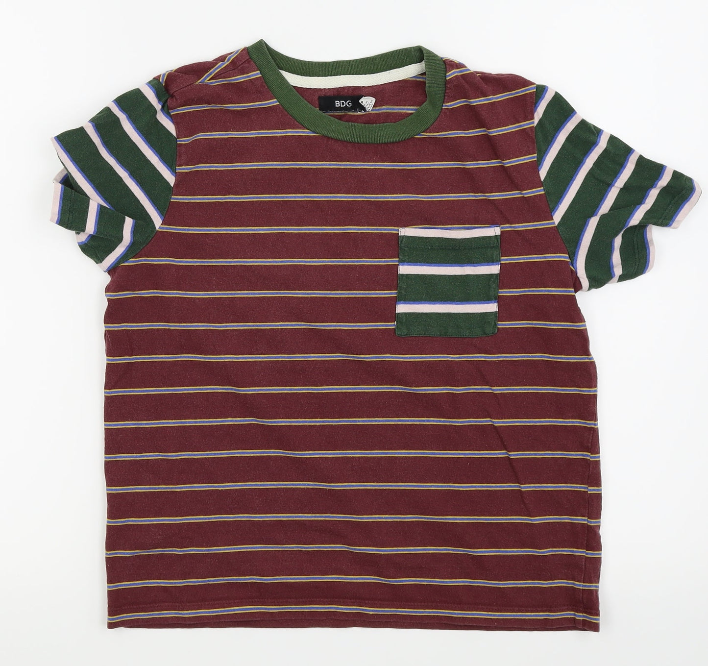 BDG Mens Red Striped   T-Shirt Size S