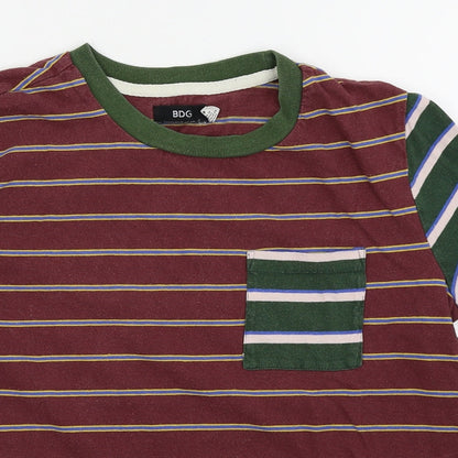 BDG Mens Red Striped   T-Shirt Size S