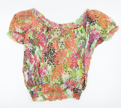 Be beau Womens Ivory Floral  Basic T-Shirt Size 16
