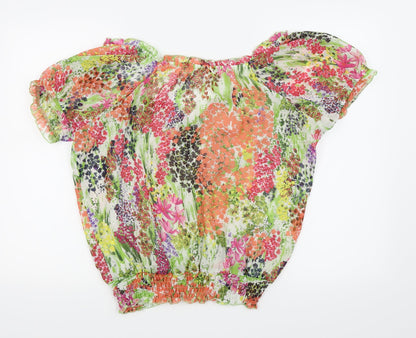 Be beau Womens Ivory Floral  Basic T-Shirt Size 16