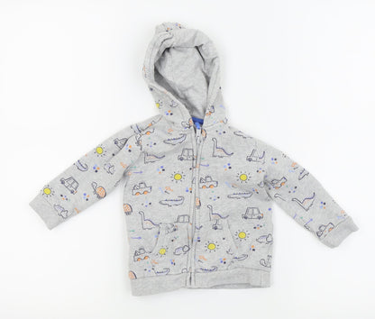 Asda George  Grey Animal Print  Full Zip Jumper Size 9-12 Months