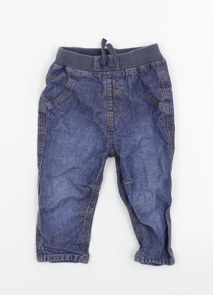 Asda George Boys Blue   Jogger Trousers Size 9-12 Months