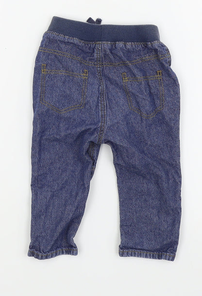Asda George Boys Blue   Jogger Trousers Size 9-12 Months