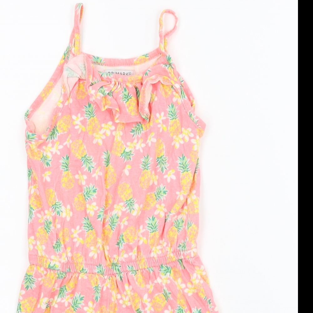 Primark Girls Pink Floral  Romper One-Piece Size 5-6 Years