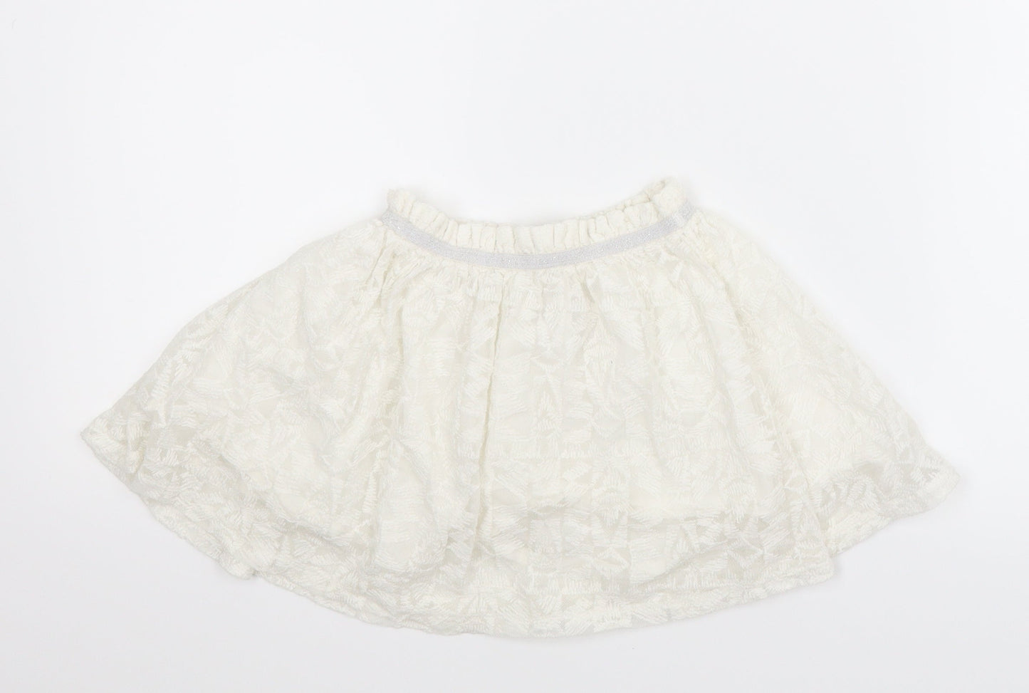 F&F Girls White Geometric  A-Line Skirt Size 3-4 Years