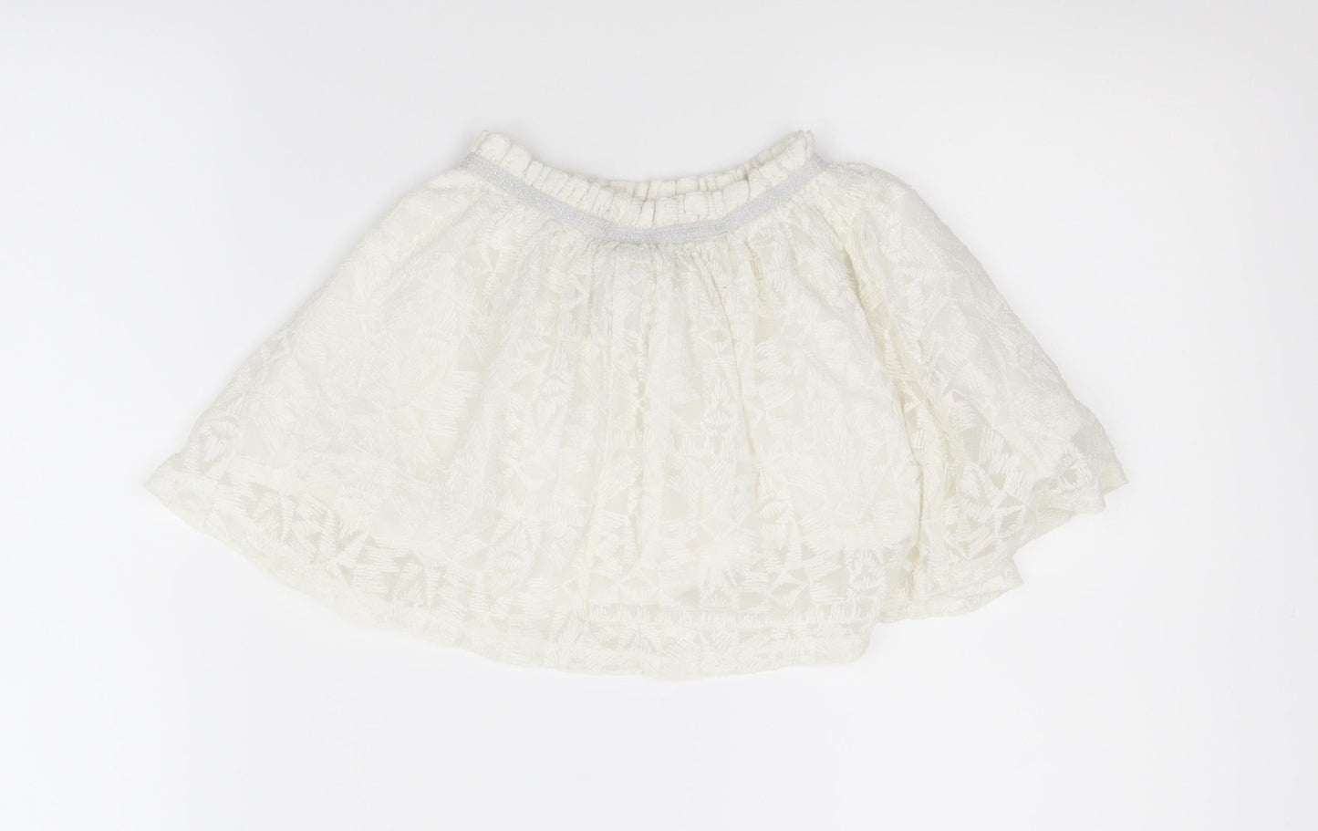 F&F Girls White Geometric  A-Line Skirt Size 3-4 Years