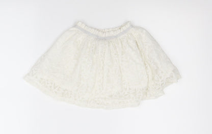 F&F Girls White Geometric  A-Line Skirt Size 3-4 Years