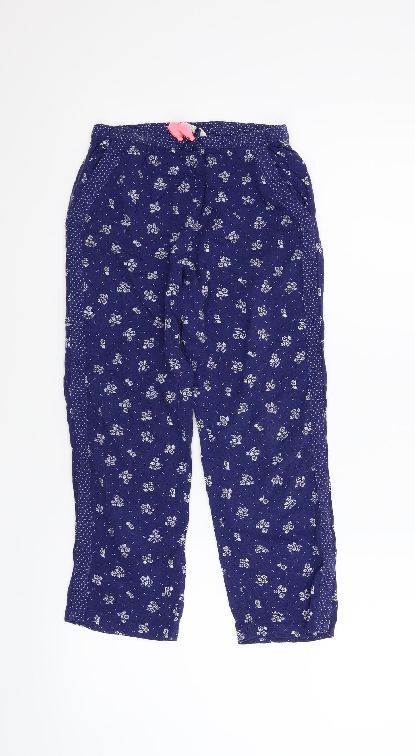 H&M Girls Blue Floral  Capri Pyjama Pants Size 9 Years