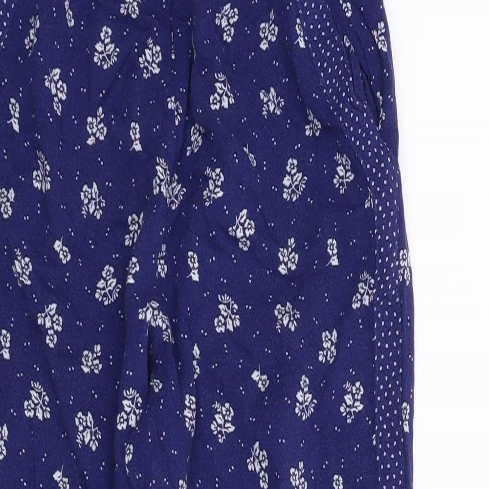 H&M Girls Blue Floral  Capri Pyjama Pants Size 9 Years