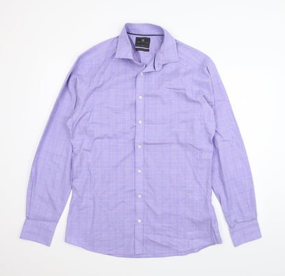 m&s Mens Purple Plaid   T-Shirt Size 42