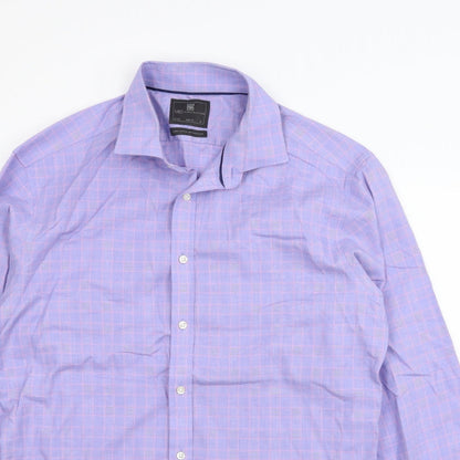 m&s Mens Purple Plaid   T-Shirt Size 42