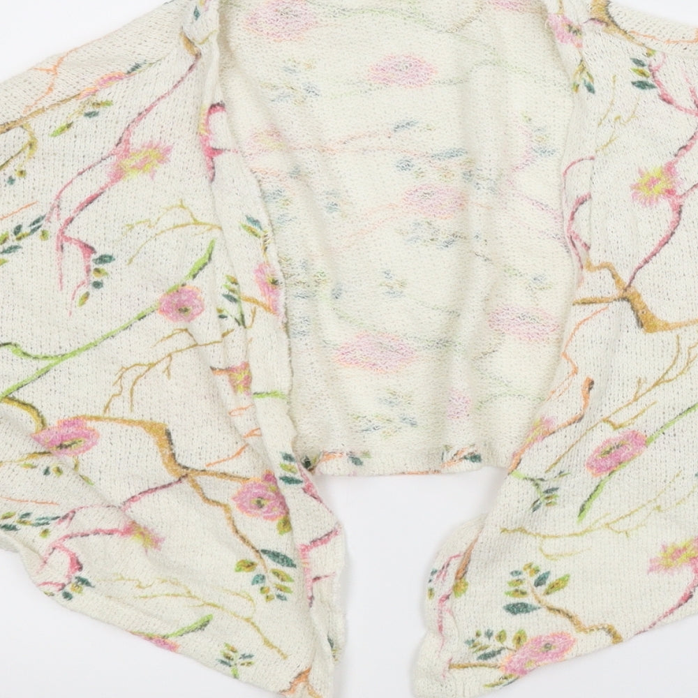 Zara Girls Ivory Floral  Cardigan Jumper Size 9 Years  - Bolero