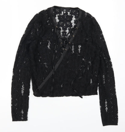 Womens UK Size 4 Missguided Black Basic T-Shirt