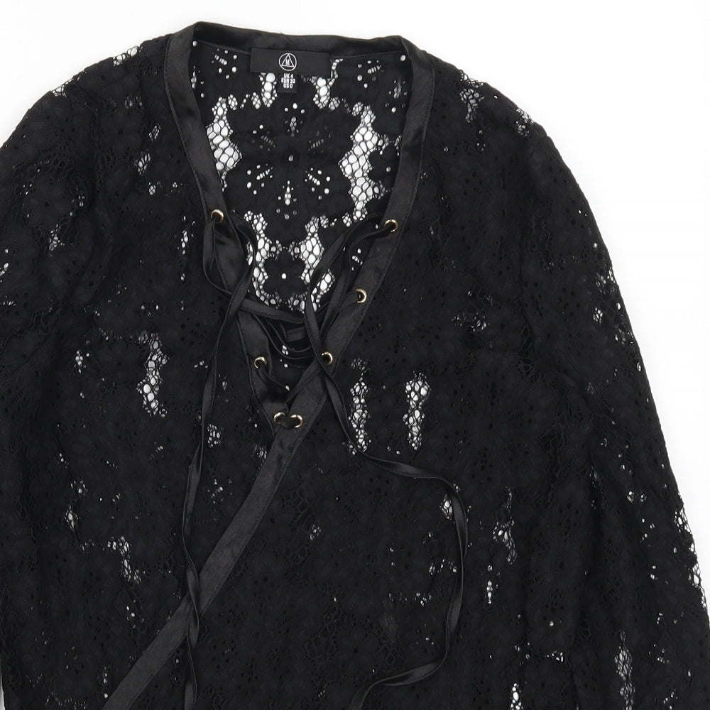 Womens UK Size 4 Missguided Black Basic T-Shirt