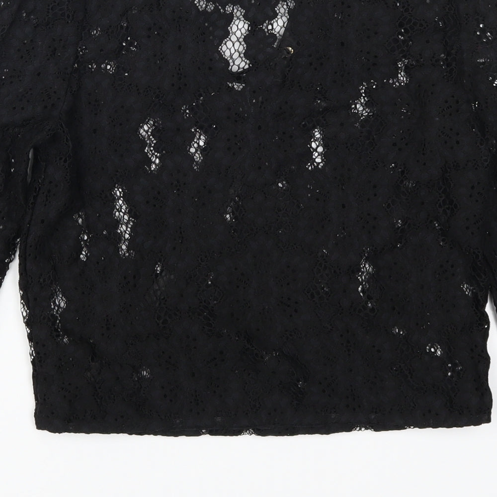 Womens UK Size 4 Missguided Black Basic T-Shirt