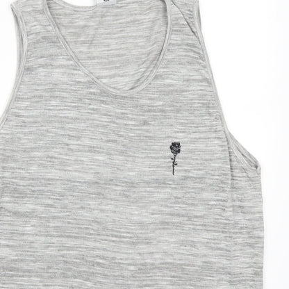 Womens UK Size L Preworn Grey Basic Tank
