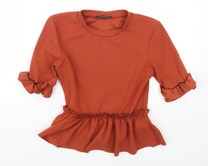 Womens UK Size 10 Stylewise Orange Basic T-Shirt