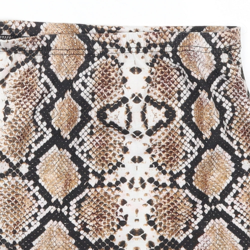 Pretty Little Thing Womens Brown Animal Print  Mini Skirt Size 10