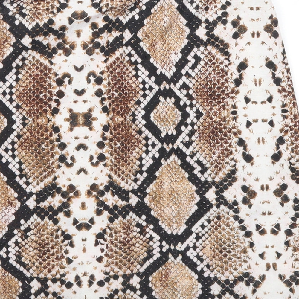 Pretty Little Thing Womens Brown Animal Print  Mini Skirt Size 10