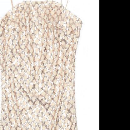 Pretty Little Thing Womens Beige Check  Mini  Size 8