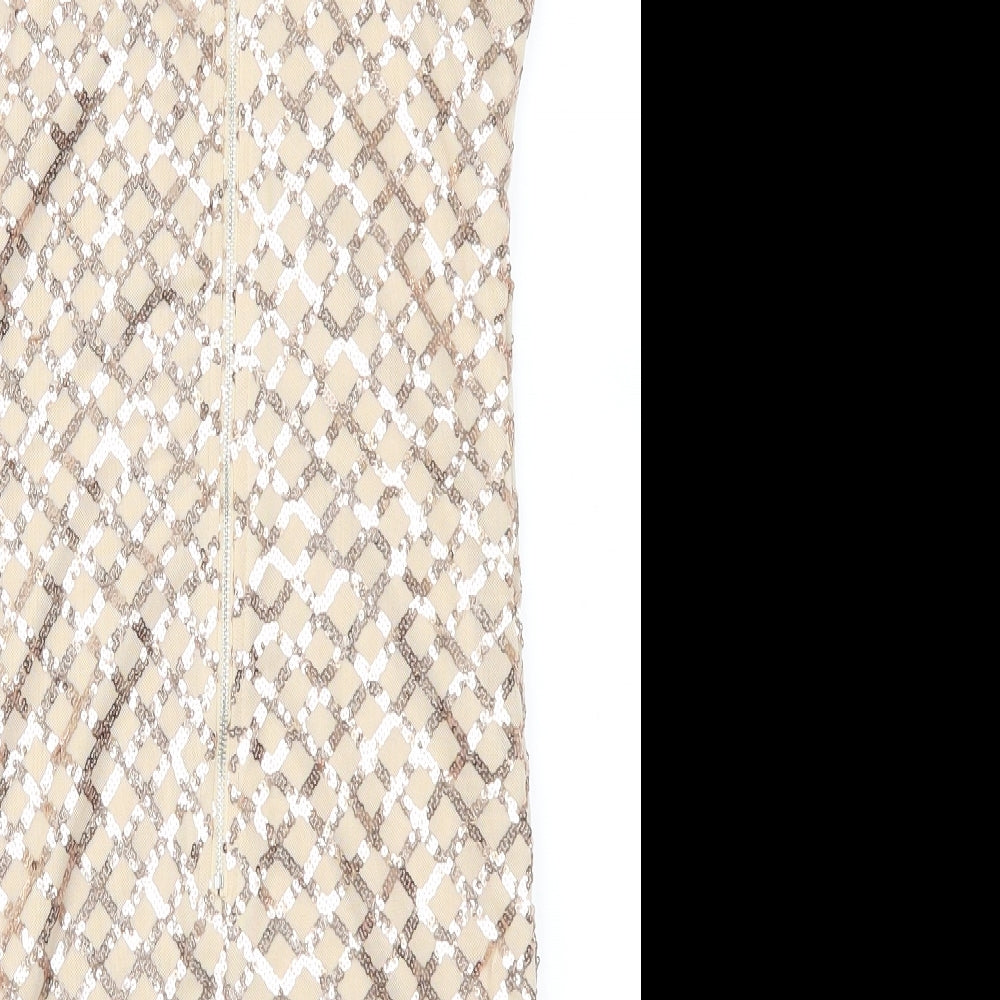 Pretty Little Thing Womens Beige Check  Mini  Size 8