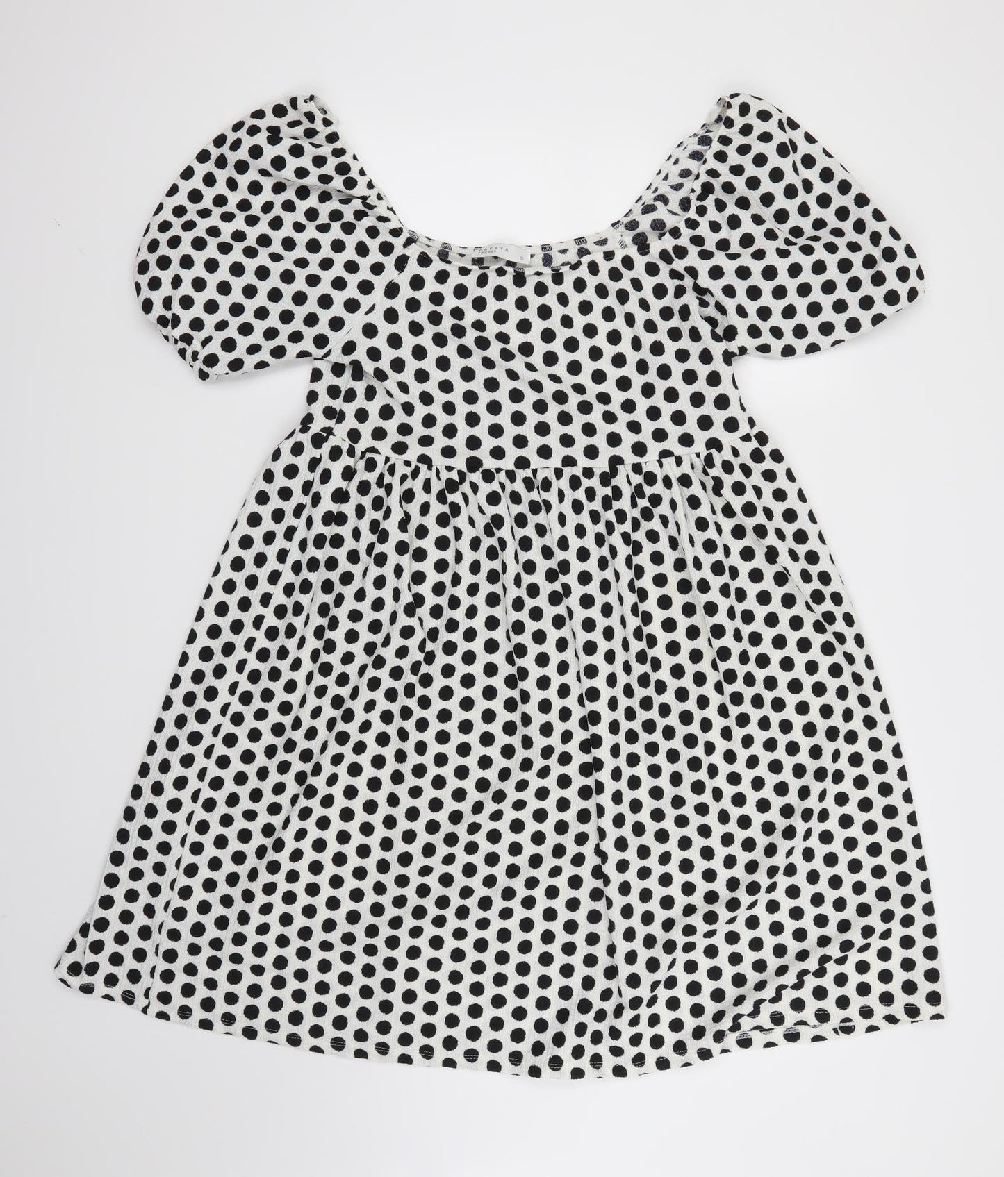 Papaya Womens Black Polka Dot  Skater Dress  Size 12  - Black and White