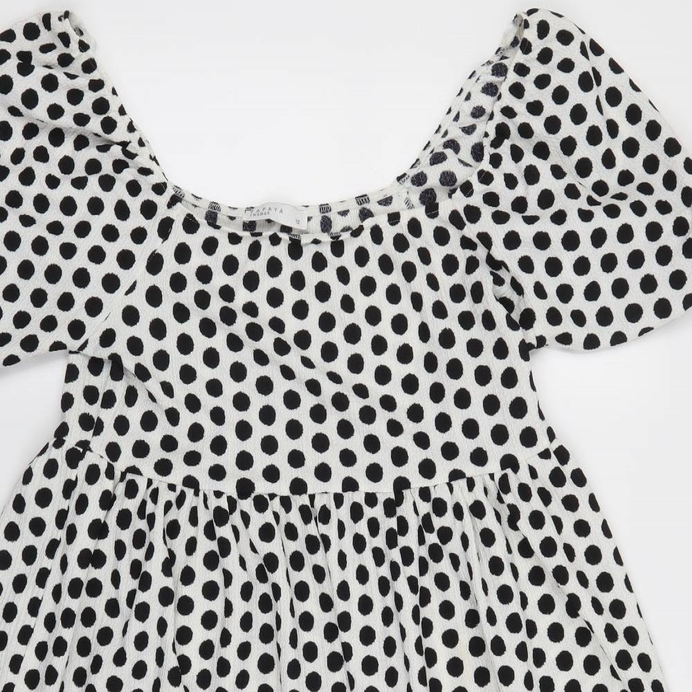 Papaya Womens Black Polka Dot  Skater Dress  Size 12  - Black and White