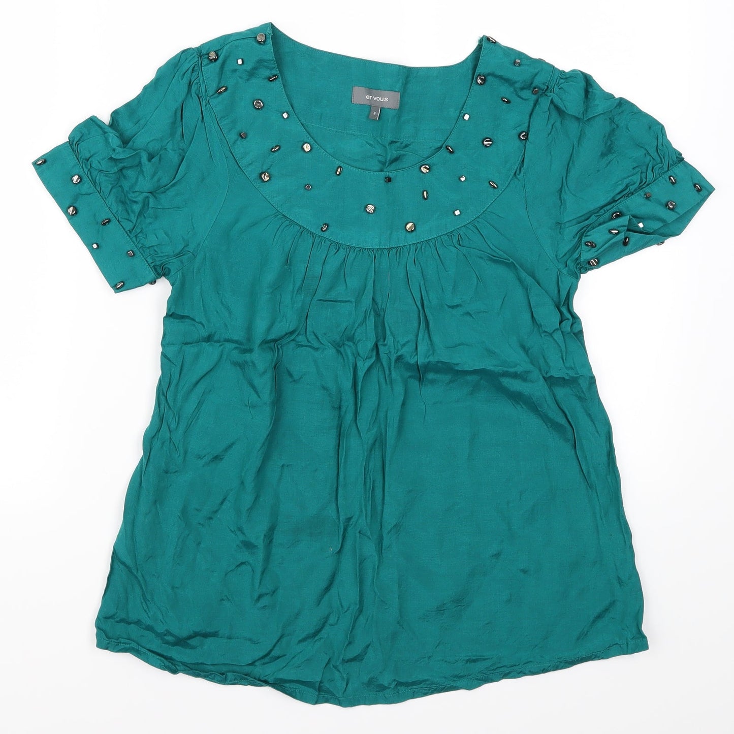 Womens UK Size 8 Et Vous Blue Basic T-Shirt