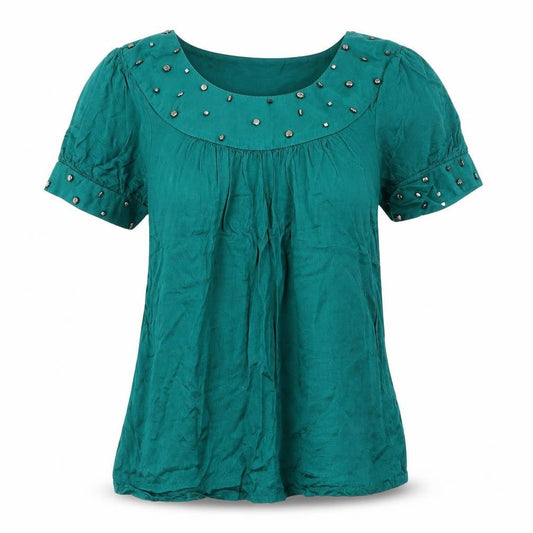 Womens UK Size 8 Et Vous Blue Basic T-Shirt