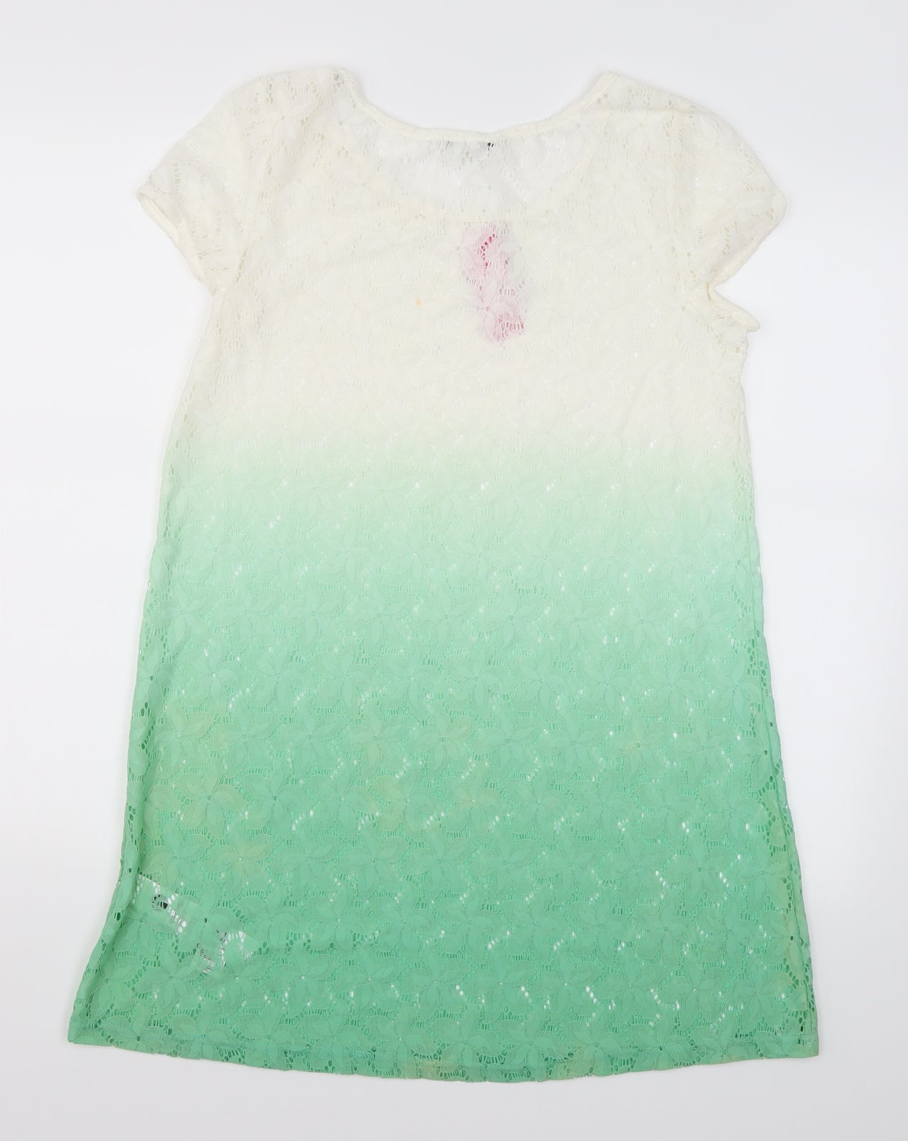 Happy Holly Womens Green Floral  Basic T-Shirt Size 8  - Green Ombre