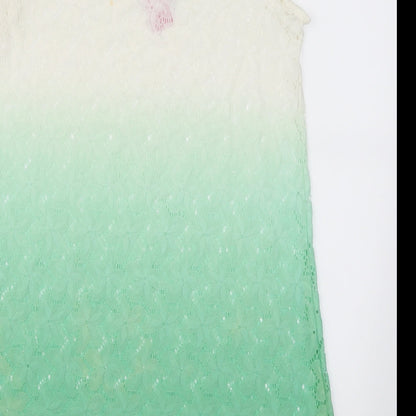 Happy Holly Womens Green Floral  Basic T-Shirt Size 8  - Green Ombre