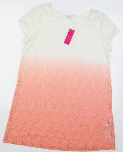 Happy Holly Womens Pink Floral  Basic T-Shirt Size 8