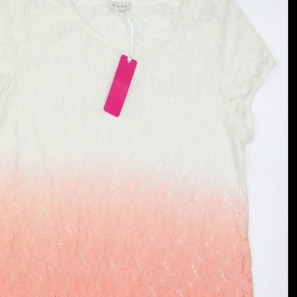 Happy Holly Womens Pink Floral  Basic T-Shirt Size 8