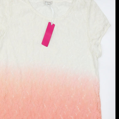 Happy Holly Womens Pink Floral  Basic T-Shirt Size 8